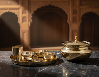 handcrafted bronze dinner set for traditional dining and premium table setting and traditional brass patili 