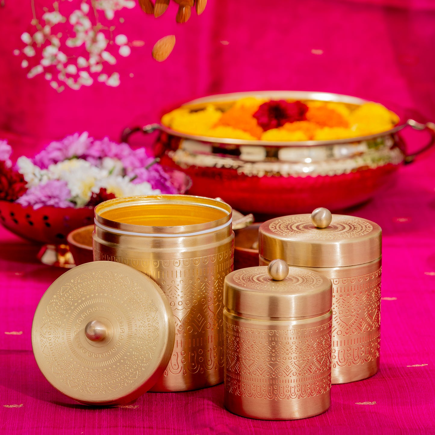 brass storage jar for kitchen essentials with traditional elegance 