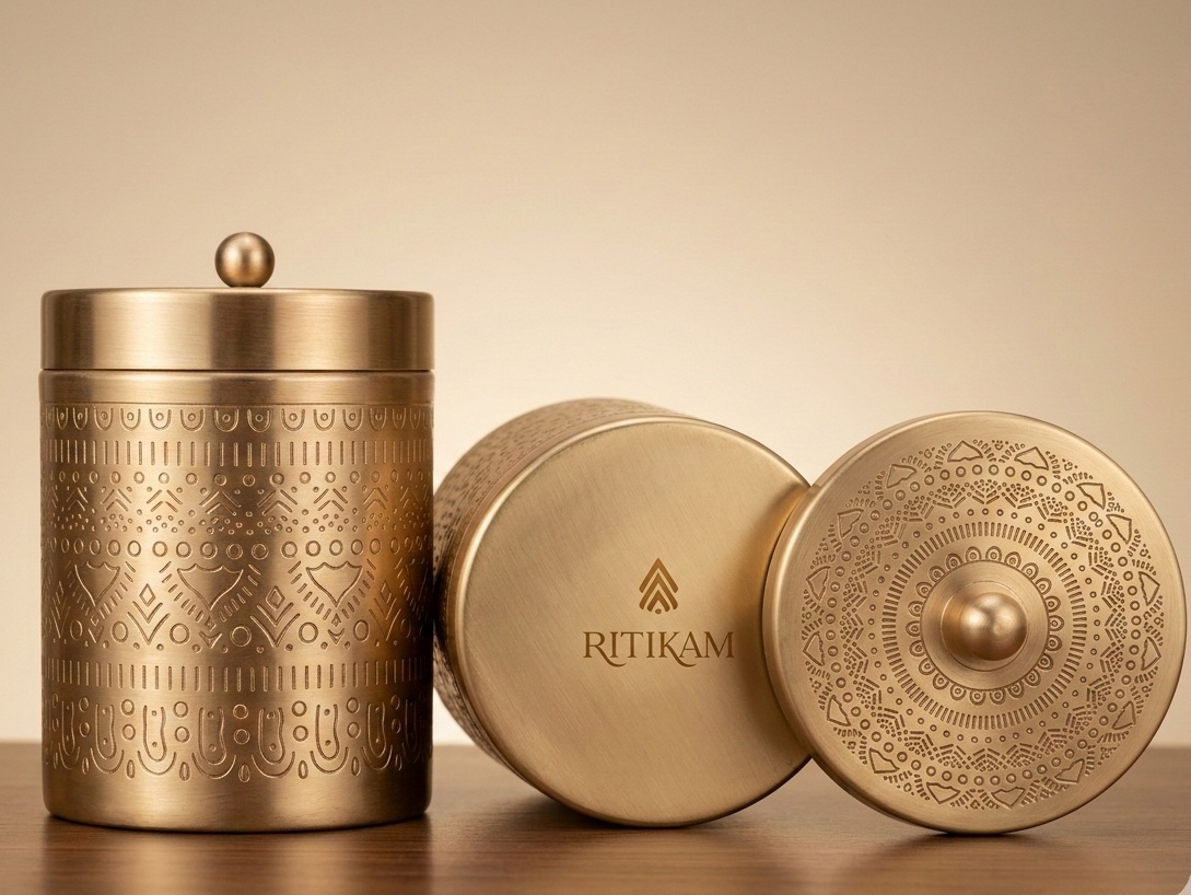 brass storage jar for kitchen essentials with traditional elegance 