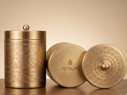 brass storage jar for kitchen essentials with traditional elegance 