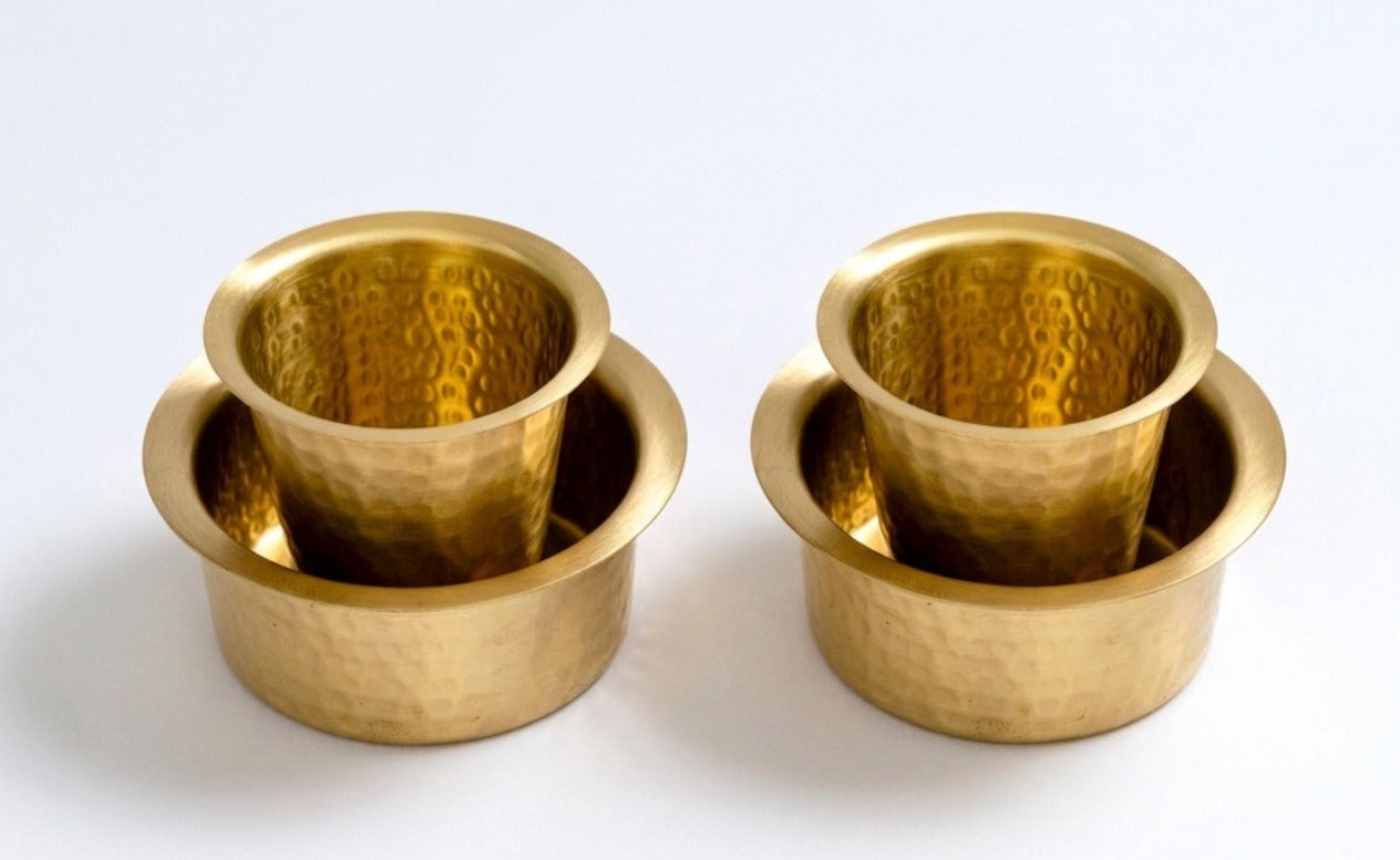 brass dabara set for serving traditional filter coffee