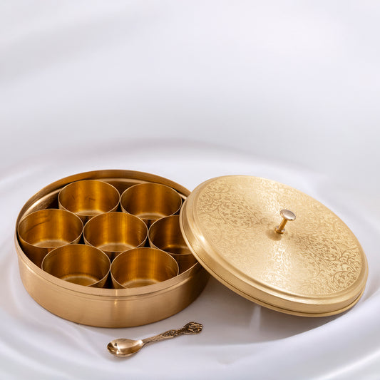 brass spice box masala box for organizing kitchen spices