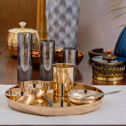 handcrafted bronze dinner set for traditional dining and premium table setting